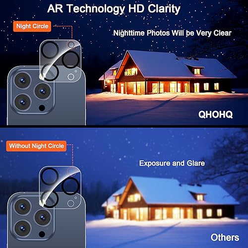 QHOHQ 3 Pack Privacy Screen Protector for iPhone 15 Pro Max [6.7 Inch] with 3 Pack Camera Lens Protector, Anti Spy Tempered Glass Film, 9H Hardness, HD, Bubble Free, Case Friendly - Black - size: iPhone 15 Pro Max 6.7 Inch