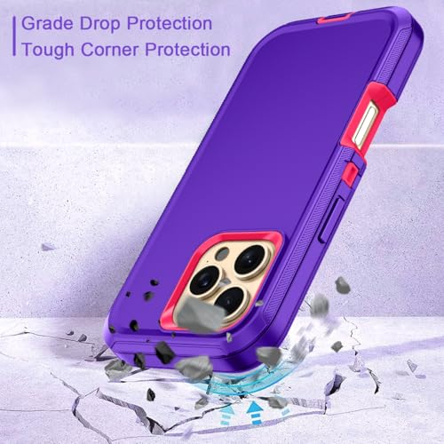 for iPhone 16 Pro Max Case Heavy Duty Protective Shockproof Dropproof 3-Layer Full Body Protection [Without Screen Protector] Tough Rugged Cover for iPhone 16 Pro Max 6.9",Navy Purple/Pink - color: Navy Purple/Pink