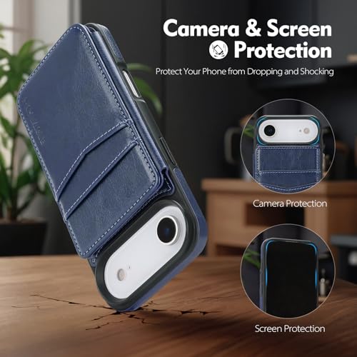 SkyEagle Compatible with MagSafe iPhone 17 Air Case Wallet,Blue | Magnetic Clasp,RFID Blocking,PU Leather,Flip Folio Shockproof Phone Cover,with Credit Card Slots & Kickstand for Men & Women - color: Blue, size: iPhone 17 Air - 6.5"