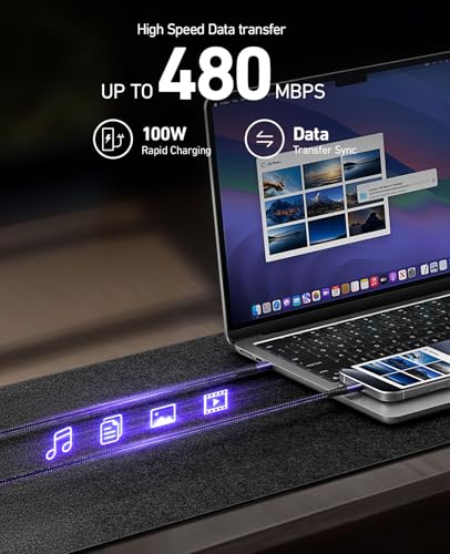 USB C to USB C Cable 100W Fast Charging 15FT Extra Long USBC Cable 1Pack - color: Purple, size: 15FT 1Pack, style: 100W USB C to USB C