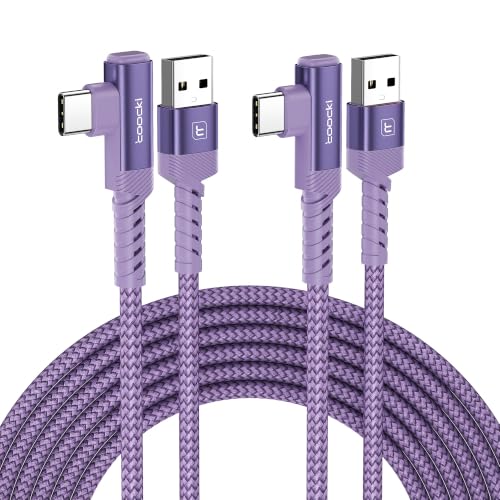 toocki USB C Cable Right Angle, 2-Pack 10ft USB A to USB C Charger Cable - color: Purple, size: 10FT+10FT