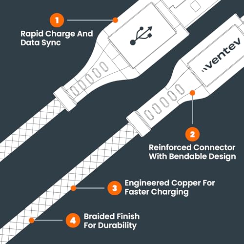 HIGH Speed USB A to Apple Lightning Braided Cable with 2X THE Copper for Faster Charging 6FT, Gray