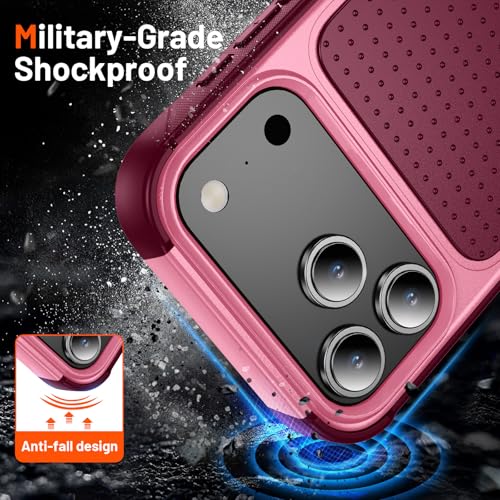 Designed for iPhone 17 Pro Max Case 2 in 1 Gift Militay Grade Drop Protective Rugged Heavy Duty Cover Shockproof Case for iPhone 17 Pro Max Phone Case for Women Men Boy Girl (Pink) - color: Pink