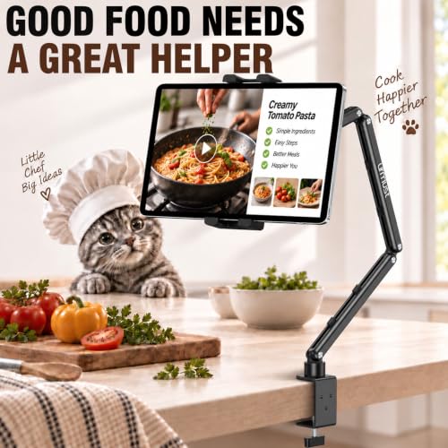 Urmust Portable Monitor Stand 15.6", iPad Stand for Desk - size: 3 Arm Pro-Up to 18.5" Black