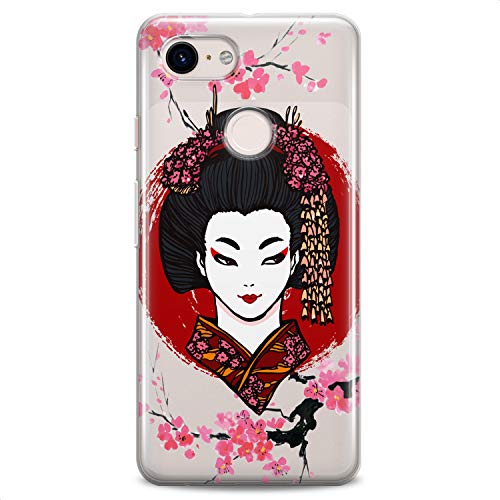 TPU Case Compatible for Google Pixel 9 8 Pro 7a 6a 5a XL 4a 5G 2 XL 3 XL 3a Japan Beauty Soft Sacura Cute Design Print Flexible Silicone Slim fit Flowers East Geisha Makeup Clear Blossom - color: Japan Beauty