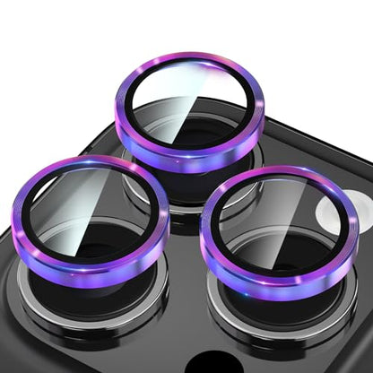 WHPXJY Camera Lens Protector for iPhone 15 Pro Max/iPhone 15 Pro Tempered Glass Lens Cover with Individual Metal Ring, Anti Scratch, Strong Adsorption, HD Clear, Case Friendly - Colorful Titanium