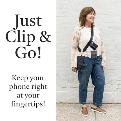 Save the Girls Clip & Go Phone Lanyard with Wallet Pouch, Classic Black - color: Black