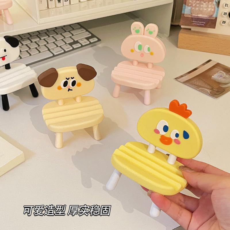 Super Cute Funny Face Animal Chair Cell Phone Stand, Adjustable Mobile Phone Support‌ Holder‌ Cellphone Mount‌ for Desk, Compatible with Phone 17 16 15 14 13, Smartphone, Pad, Tablet-Pink Rabbit - color: Pink Rabbit