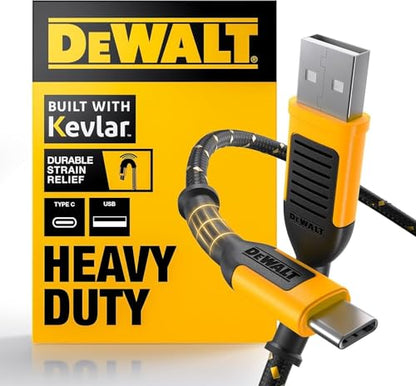 DEWALT Heavy Duty USB to USB C Cable, Jobsite TypeC Cable, High Speed, 10ft - size: 10 ft