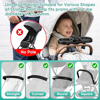 Universal Stroller Snack Tray, 4 in 1 Baby Stroller Tray Attachment - color: Black
