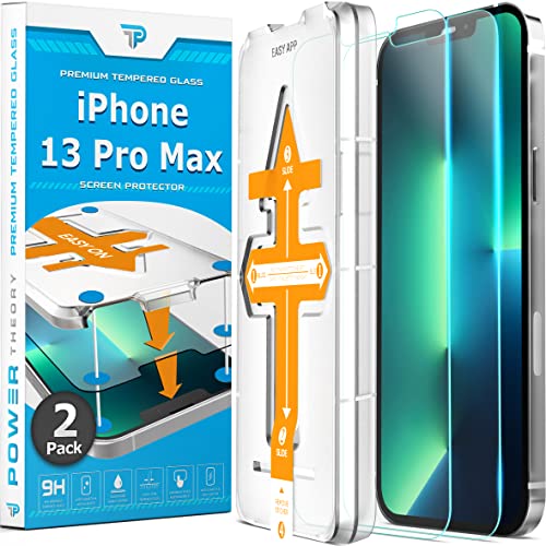 Power Theory Screen Protector for iPhone 13 Pro Max [2 Pack] with Easy Install Kit [Premium Tempered Glass] - size: iPhone 13 Pro Max [2-Pack]