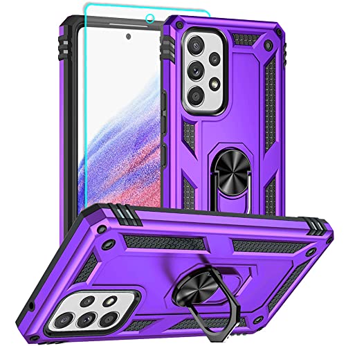 for Samsung A53 5G Case, Galaxy A53 5G Case with HD Screen Protector, [Military Grade 16ft. Drop Tested] Ring Shockproof Protective Phone Case for Samsung Galaxy A53 5G,Purple - color: Samsung Galaxy A53 5G Case Purple