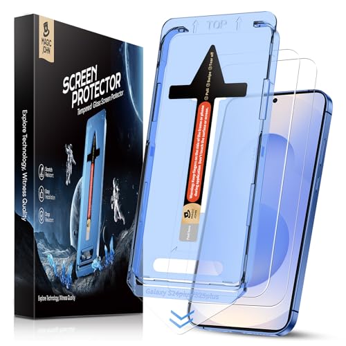 MAGIC JOHN for Samsung Galaxy S25 Plus /S25+ Screen Protector, Easy Install | 2 Pack Tempered Glass, 6.7inch Bubble Free, Auto Dust-Elimination, Fingerprint Unlock, HD Clear - size: S25+ Plus 6.7inch