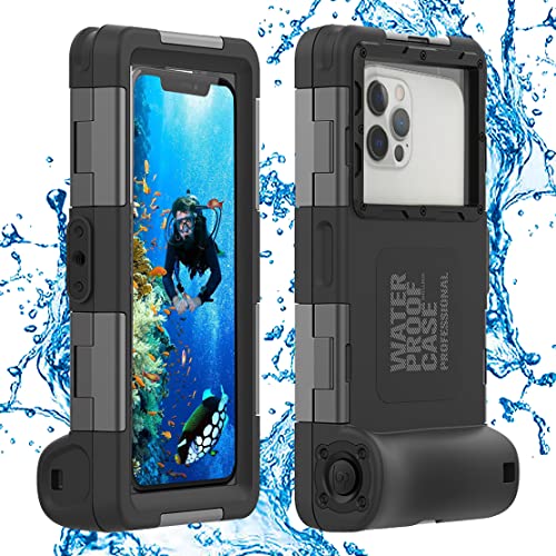 Waterproof Underwater Snorkeling Diving Phone Case for iPhone 16/15/14/13/12/11 Pro Max Mini and Galaxy S25/S24/S23/S22/S21 Ultra Plus Professional [15m/50ft] Photo Video Cover (SG Black)