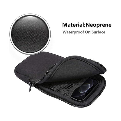 Neoprene Phone Pouch - Universal Cell Phone Bag with Zipper | Shock-Absorbing Slim Sleeve for Daily Protection & On-The-Go Use | Lightweight Phone Carrier with Neck Strap for Hands-Free Convenience