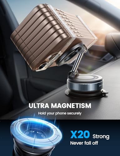 Lamicall for MagSafe Car Mount 70LBS Vacuum Suction Dashboard & Windshield - color: Black