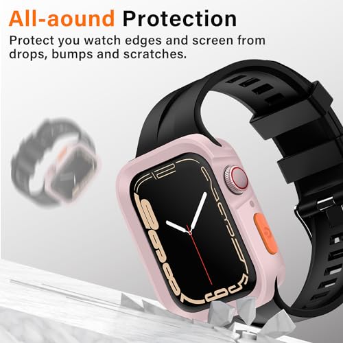 Amizee Rugged Case Compatible with Apple Watch Case Series 9/8/7 41mm SE 3/2/1 Series 6/5/4 40mm, Soft TPU Shockproof Bumper Drop Proof Protective Cover Compatible with iWatch - Pink - color: Pink, size: 40mm/41mm