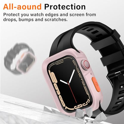 Amizee Rugged Case Compatible with Apple Watch Case Series 9/8/7 41mm SE 3/2/1 Series 6/5/4 40mm, Soft TPU Shockproof Bumper Drop Proof Protective Cover Compatible with iWatch - Pink - color: Pink, size: 40mm/41mm