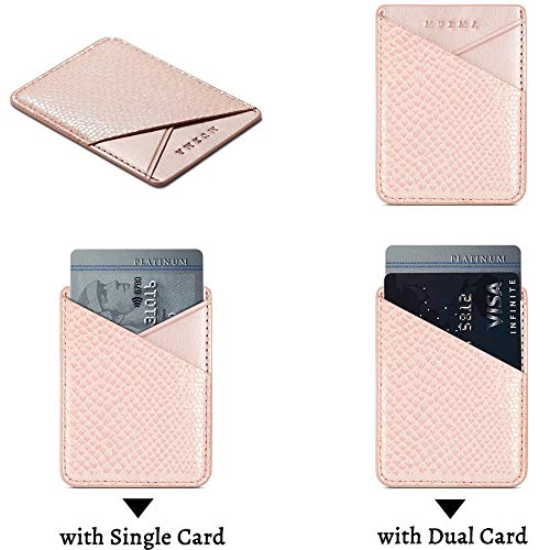 Cell Phone Wallet,Credit Card Holder for Back of Phone Pocket 3M Adhesive Sticker Card Pouch Sleeve for iPhone/Samsung Galaxy/Sony/Android and Most Smartphones (Pink+Grey) - color: Pink+Grey