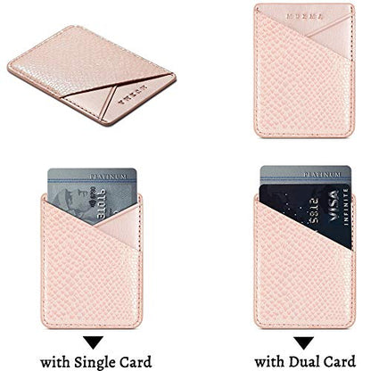 Cell Phone Wallet,Credit Card Holder for Back of Phone Pocket 3M Adhesive Sticker Card Pouch Sleeve for iPhone/Samsung Galaxy/Sony/Android and Most Smartphones (Pink+Grey) - color: Pink+Grey