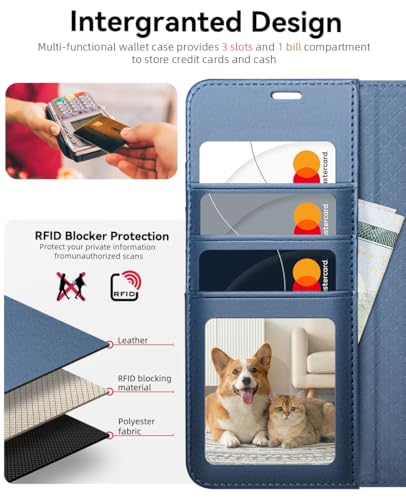 OCASE for Samsung Galaxy S26 Wallet Case, Card Holder, Light Blue | RFID Blocking, Kickstand, Magnetic Closure, PU Leather Flip Folio, Shockproof TPU Shell, Protective Phone Cover (6.3") 2026 - color: Light Blue, size: Samsung Galaxy S26