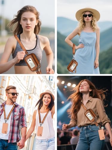 Lopnord Clip and Go Strap for Phone with Wallet Crossbody, Phone Lanyard Detachable Zippered Pouch