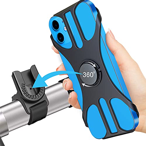 Detachable Bike Phone Holder, Universal Bicycle Motorcycle Cell Phone Mount, 360° Rotatable Adjustable Bike Phone Mount Compatible for 4" to 6.7" Smartphones