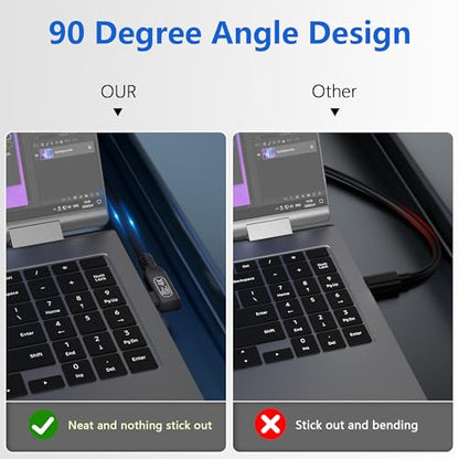 16.5FT USB C to USB C Cable, 20Gbps Data Transfer, 4K 60Hz Video, 100W Fast Charging, Compatible with iPhone 15/16, MacBook Pro, Samsung Galaxy S21/S22/S23 - size: 20Gbps Right Angle cable 16.5ft/5.0m
