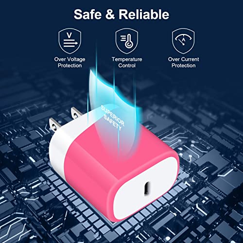20W USB C Fast Charger for Google Pixel 10a/10 Pro/10 Pro XL/10 Pro Fold/10 9a 9 Fold 9 Pro XL 8a 8 Pro 7a 7 6,Fast Charging Block Travel Cube for iPhone 17 16 15 14 13 12,Samsung Galaxy A17 A16 S26 - color: Rose Red
