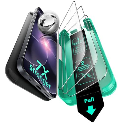 ESR 3 Pack for iPhone 17e/16e/14/13/13 Pro Screen Protector, Armorite | 7X Impact Absorption, 9H+ Tempered Glass, Easy One-Pull Installation, Full-Coverage Protection, UltraFit Tray, Bubble-Free - size: iPhone 17e/16e/14/13/13 Pro 6.1 inch