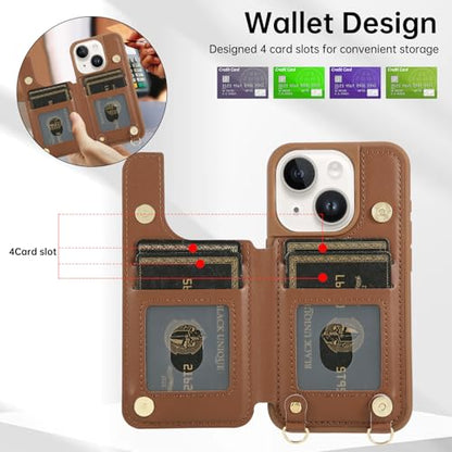for iPhone 11 Wallet Case with Card Holder Slots and Strap, RFID Blocking Magnetic Flip Folio Cover, Crossbody Purse Protection Case with Kickstand,Brown Diamond - color: Brown Diamond, size: iPhone 11(6.1")