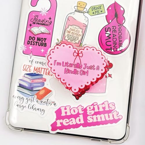 Pink Heart Kindle Grip, for Kindle E-Readers and Smartphones, Rotating Folding Elastic Base, A Gift for Book Lover - color: Pink Heart