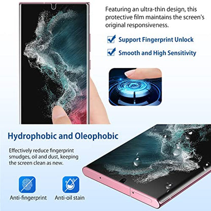 for Samsung Galaxy S22 Ultra Privacy Screen Protector, Anti-Spy Flexible TPU Film [2 Pack], Support Fingerprint Unlock, Positioning Tool, Full Coverage, Case Friendly, Self-healing - size: Samsung Galaxy S22 Ultra