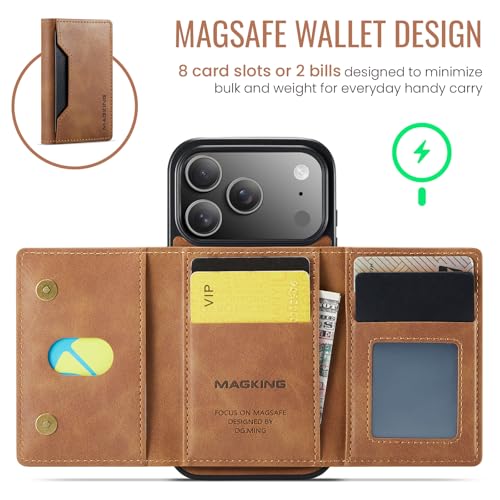K2 2 in 1 Detachable Magnetic Phone Cases Compatible with iPhone 17 Pro Case with Card Holder RFID Blocking, Compatible with Magsafe Wallet, Leather 6.3'' (Brown, iPhone 17 Pro) - color: Brown, size: iPhone 17 Pro