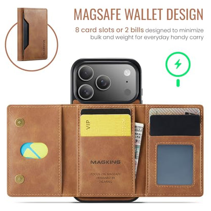 K2 2 in 1 Detachable Magnetic Phone Cases Compatible with iPhone 17 Pro Case with Card Holder RFID Blocking, Compatible with Magsafe Wallet, Leather 6.3'' (Brown, iPhone 17 Pro) - color: Brown, size: iPhone 17 Pro