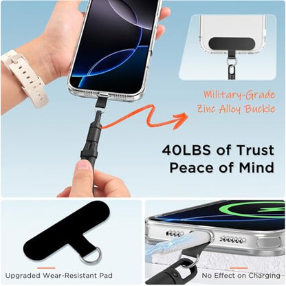 3-in-1 Crossbody Phone Lanyard & Wrist Strap - color: Black