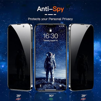 2 Pack for iPhone 15 Privacy Screen Protector,Anti Spy Tempered Glass, Anti-Scratch,Case Friendly 【Easy install】