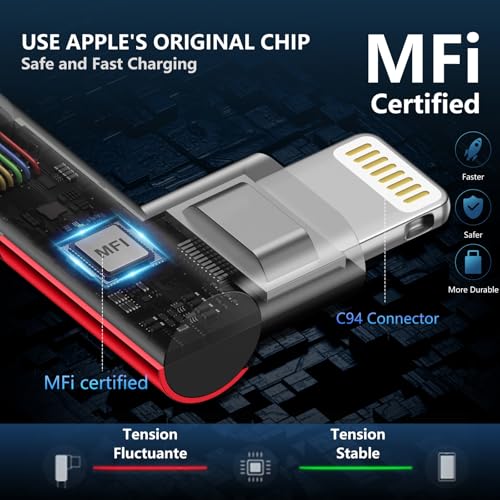 USB C to Lightning Cable 6FT, 90 Degree iPhone Charger Cables 3Pack-Red - color: Red, size: 6FT, style: USB C to Lightning