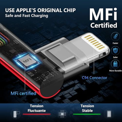 USB C to Lightning Cable 6FT, 90 Degree iPhone Charger Cables 3Pack-Red - color: Red, size: 6FT, style: USB C to Lightning