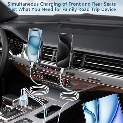 Apple MFi Certified iPhone 17 Car Charger, 3Port 67W PD/QC3.0 Power Adapter - color: Carbon Fiber Silver