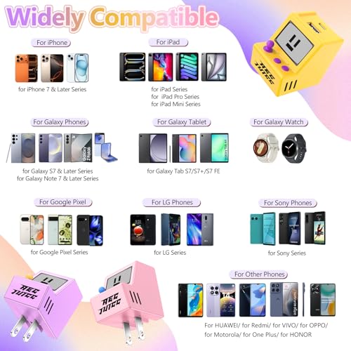USB C Wall Charger Dual USB A Charger Block Set with Foldable Plug 3Pack - color: 3 Pack