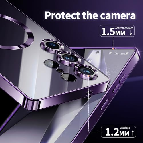 Hurgoer for Samsung Galaxy S22 Ultra Case.Soft TPU Electroplated Frame Cover with Clear Back.Drop Tested Protective Full Body Case.Thin Light Slim【Not Magsafe】 (Deep Purple, S22 Ultra) - color: Deep Purple, size: S22 Ultra