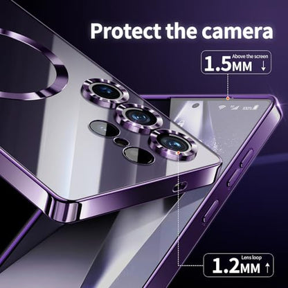 Hurgoer for Samsung Galaxy S22 Ultra Case.Soft TPU Electroplated Frame Cover with Clear Back.Drop Tested Protective Full Body Case.Thin Light Slim【Not Magsafe】 (Deep Purple, S22 Ultra) - color: Deep Purple, size: S22 Ultra