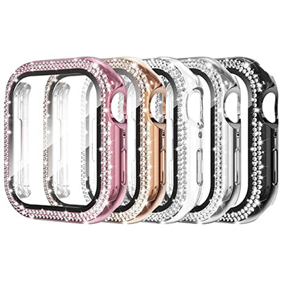 Simpeak 5-Pack Women Bling Screen Protector Case Compatible with Apple Watch 38mm 40mm 41mm 45mm Series 10 42mm 46mm, Screen Case Compatible with iWatch Series 10 9 8 7 6 5 4 3 2 1 (41mm) - size: 41mm(Series 7/8/9)