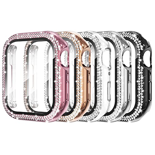 Simpeak 5-Pack Women Bling Screen Protector Case Compatible with Apple Watch 38mm 40mm 41mm 45mm Series 10 42mm 46mm, Screen Case Compatible with iWatch Series 10 9 8 7 6 5 4 3 2 1 (45mm) - size: 45mm(Series 7/8/9)