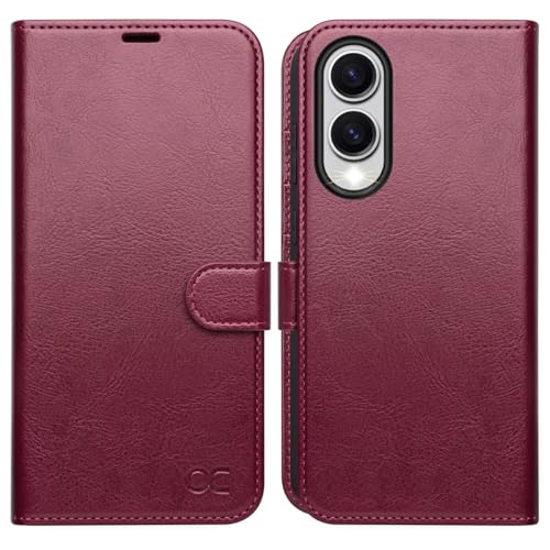 OCASE Compatible with Galaxy S25 Edge Wallet Case, PU Leather Flip Folio Case with Card Holders RFID Blocking Kickstand [Shockproof TPU Inner Shell] Protective Phone Cover 2025, Burgundy - color: Burgundy, size: Samsung Galaxy S25 Edge