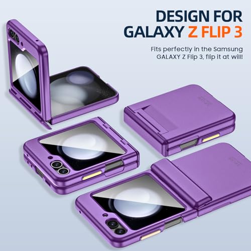 GooseBox for Samsung Galaxy Z Flip 5 Case with Screen Protection, Flip z 5 Slim HD Clearly Protective Case with Hinge Protection & Full Body Rugged Cover Ultra Thin Case for Galaxy Flip 5 (Purple) - color: Flip5-Purple