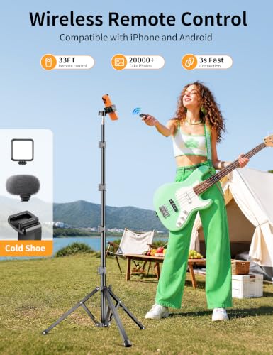 Flexible Tripod for iPhone, 88" Tall Cellphone Tripod with Gooseneck - size: 88 inch
