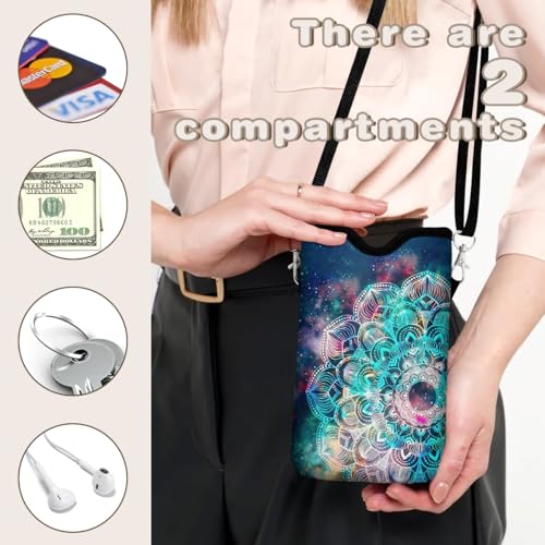 Universal Phone Sleeve Pouch with Crossbody Strap 7.6 X 4.3 Inches Shockproof Water Resistant Mobile Protection Bag-Mandala Nebula Neoprene Phone Pouch Bag - color: Mandala Nebula-Phone Pouch
