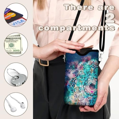 Universal Phone Sleeve Pouch with Crossbody Strap 7.6 X 4.3 Inches Shockproof Water Resistant Mobile Protection Bag-Mandala Nebula Neoprene Phone Pouch Bag - color: Mandala Nebula-Phone Pouch